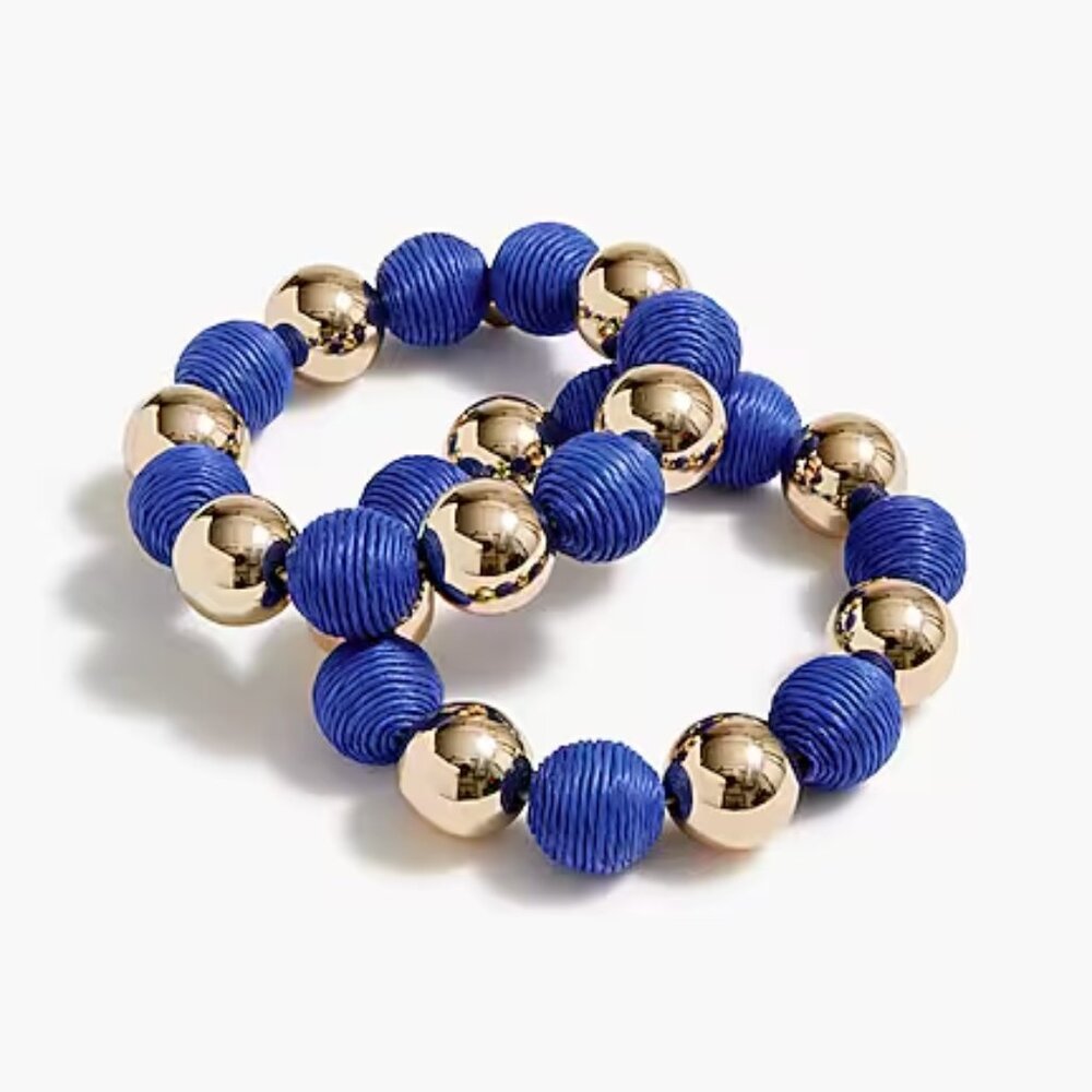 J. Crew Gold bead and blue straw bracelet/NWT